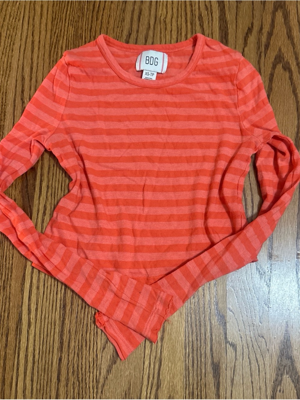 BDG Women's Coral Striped Long Sleeve Tee